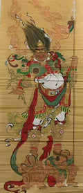 威武護法圖 Divine Guardian Deity — original hand-painted Chinese ink Taoist deity painting by Master Jiang Jinqing (峻清书画)