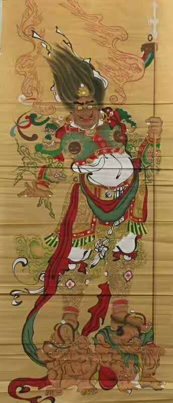 威武護法圖 Divine Guardian Deity — original hand-painted Chinese ink Taoist deity painting by Master Jiang Jinqing (峻清书画)