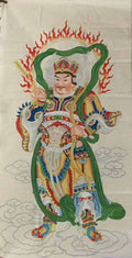 踏雲護法圖 Guardian Deity on Sacred Clouds — original hand-painted Chinese ink Taoist deity painting by Master Jiang Jinqing (峻清书画)