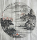 源遠流長 Round Fan Landscape — Master Jiang Jinqing